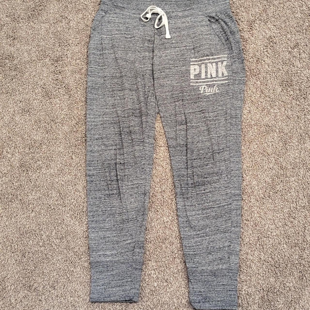 Victorias Secret VS PINK logo women's casual heathered grey joggers sweatpants